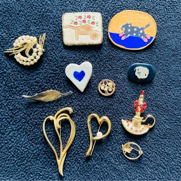 Jewelry - Costume jewelry brooches, set of 11